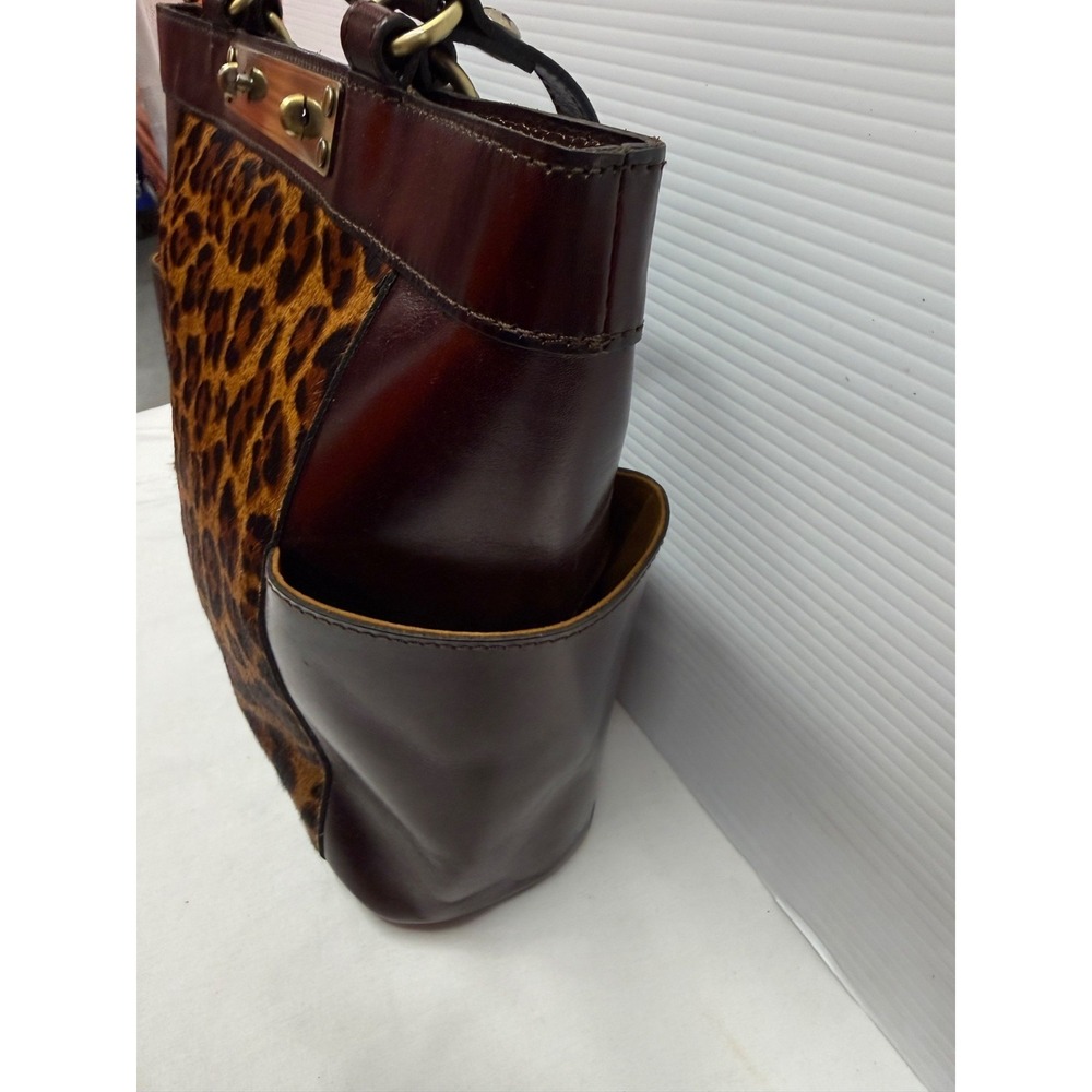 NWT PATRICIA NASH Rayleigh TOTE BAG CALF HAIR LEOPARD Leather‎ brown NWOT - Picture 9 of 10